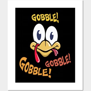 Funny Thanksgiving Gobble Gobble Cartoon Turkey Gift Posters and Art